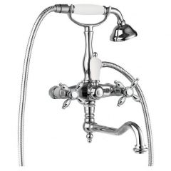 Смеситель для ванны Cezares (Цезарис) Nostalgia хром, ручка ручного душа белая (NOSTALGIA-VDF-01-Bi)