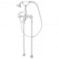 Напольный смеситель для ванны Cezares (Цезарис) Nostalgia хром ручка ручного душа белая (NOSTALGIA-VDP-01-Bi)