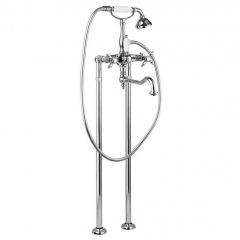 Напольный смеситель для ванны Cezares (Цезарис) Nostalgia хром, ручка ручного душа белая (NOSTALGIA-VDP2-01-Bi)