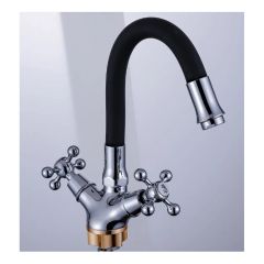 Смеситель сборный для кухни с гибким изливом Potato (Потато) P58065-6 хром/черный