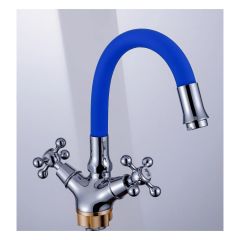 Смеситель сборный для кухни с гибким изливом Potato (Потато) P58065-12 хром/синий