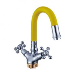 Смеситель сборный для кухни с гибким изливом Potato (Потато) P58065-10 хром/желтый