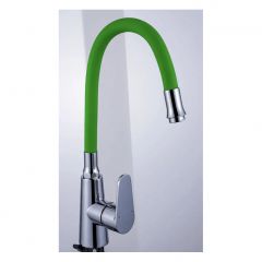 Смеситель для кухни с гибким изливом сборный Potato (Потато) P4131-11 хром/зеленый