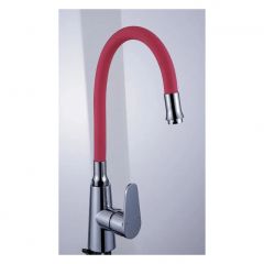 Смеситель для кухни с гибким изливом сборный Potato (Потато) P4131-13 хром/розовый