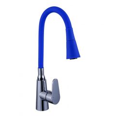 Смеситель для кухни с гибким изливом сборный Potato (Потато) P4231-12 хром/синий