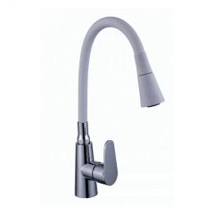 Смеситель для кухни с гибким изливом сборный Potato (Потато) P4231-7 хром/белый