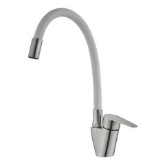 Смеситель для кухни с гибким изливом сборный Potato (Потато) P57310S-7 сатин/белый