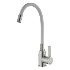 Смеситель для кухни с гибким изливом сборный Potato (Потато) P58304S-7 сатин/белый