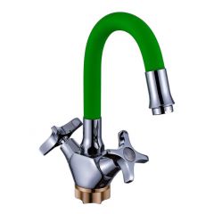 Смеситель для кухни с гибким изливом сборный Potato (Потато) P58312-11 хром/зеленый