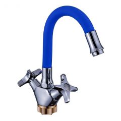 Смеситель для кухни с гибким изливом сборный Potato (Потато) P58312-12 хром/синий
