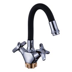 Смеситель для кухни с гибким изливом сборный Potato (Потато) P58312-6 хром/черный