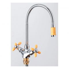 Смеситель для кухни с гибким изливом сборный Potato (Потато) P5871-10 хром/желтый