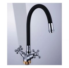 Смеситель для кухни с гибким изливом сборный Potato (Потато) P59065-6 хром/черный