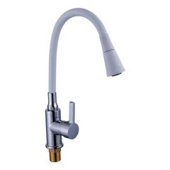 Смеситель для кухни с гибким изливом сборный Potato (Потато) P59281-7 хром/белый