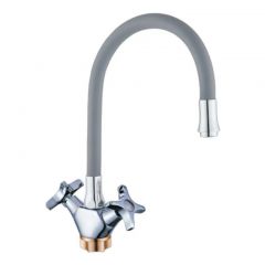 Смеситель для кухни с гибким изливом сборный Potato (Потато) P59312-19 хром/серый