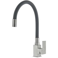 Смеситель сборный для кухни с гибким изливом Potato (Потато) P58130Sх19 серый/сатин