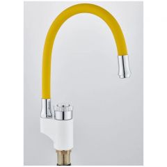 Смеситель сборный для кухни с гибким изливом Potato (Потато) P58388х11 белый/зеленый