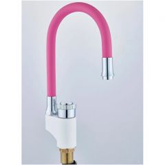 Смеситель сборный для кухни с гибким изливом Potato (Потато) P58388х13 белый/розовый