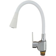 Смеситель сборный для кухни с гибким изливом Potato (Потато) P59238х7 хром/белый