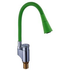 Смеситель сборный для кухни с гибким изливом Potato (Потато) P59388х11 хром/зеленый