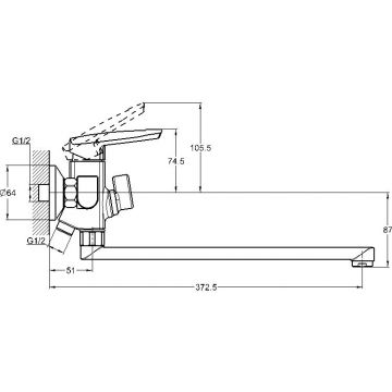 Смеситель для ванны Glauf (Глауф) Lof с поворотным изливом Хром (LOF7-A033)