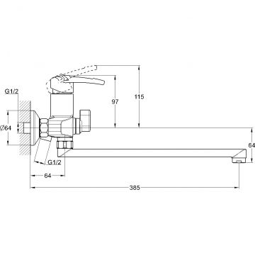 Смеситель для ванны Glauf (Глауф) Lwf с поворотным изливом Хром (LWF7-A113)