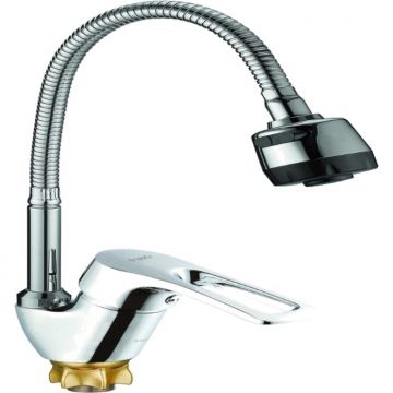 Смеситель для кухни Glauf (Глауф) 8G4 с гибким гофрированным изливом Хром (8G4-E181)