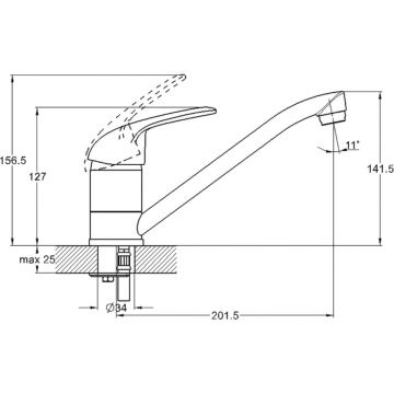 Смеситель для кухни Glauf (Глауф) 4P4 с поворотным изливом Хром (4P4-A043)