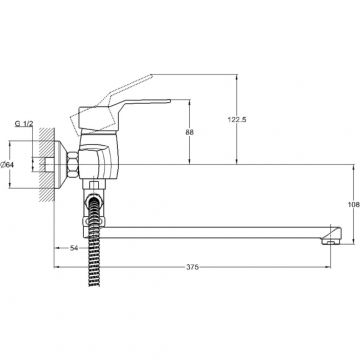 Смеситель для ванны Glauf (Глауф) ZDN с поворотным изливом Хром (ZDN6-A183)