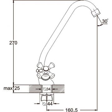 Смеситель для кухни Glauf (Глауф) QST с поворотным изливом Хром (QST4-A827)