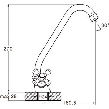 Смеситель для кухни Glauf (Глауф) QMT с поворотным изливом Хром (QMT4-A722)