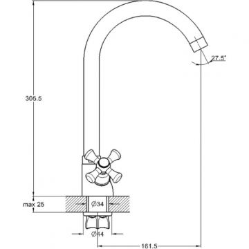 Смеситель для кухни Glauf QTZ с поворотным изливом Хром (QTZ4-A856)