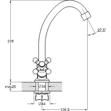 Смеситель для кухни Glauf (Глауф) JMX с поворотным изливом Хром (JMX4-A605)