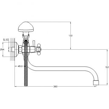 Смеситель для ванны Glauf (Глауф) JMX с поворотным изливом Хром (JMX7-A605)