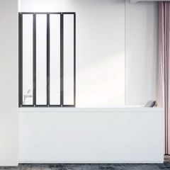 Стеклянная шторка на ванну Veconi Palau PL74BL-90-01-19C4 профиль матовый, черный 900х1500 мм стекло прозрачное