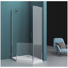 Душевой уголок BelBagno KRAFT-P-1-80-C-Cr-L хром, стекло прозрачное 6 мм (800х1950х800)