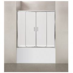 Душевая шторка на ванну BelBagno (Бельбагно) UNO-VF-2-170/145-M-Cr хром, стекло матовое 5 мм (1450х1700)