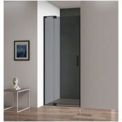 Душевая дверь Cezares Slider-B-1-80/90-GRIGIO-NERO, цвет профиля чёрный матовый, стекло прозрачное 8 мм 195х90 см