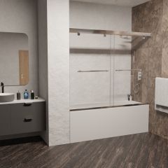 Шторка на ванну RGW 150х150 см SC-66 Хром, Прозрачное, 8 мм Easy Clean (01116615-11)