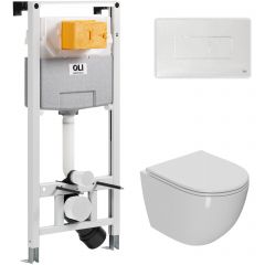 Комплект инсталляции Oli 120 ECO Sanitarblock pneumatic+Панель Karisma,бел., Oli + Унитаз Point Афина PN41041