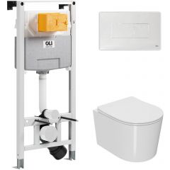 Комплект инсталляции Oli 120 ECO Sanitarblock pneumatic+Панель Karisma,бел., Oli + Унитаз Point Веста PN41701