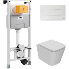 Комплект инсталляции Oli 120 ECO Sanitarblock pneumatic+Панель Karisma,бел., Oli + Унитаз Point Ника PN41081