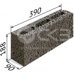 Блок керамзитобетонный перегородочный пустотелый СКЗ Серпуховский керамзитовый завод D750 ПКЦ 90 390х90х188 мм