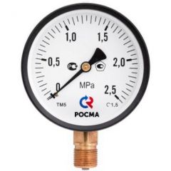 Манометр Valtec (Вальтек) TM-310P Dy 63 с нижн. подкл., 1/4″, 0-10 бар (кл. точн. 2,5) (TM-310P.0210)