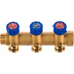 Регулирующий коллектор Far (Фар) 1 1/4″ (НР - ВР) c 3-мя отводами 1 (межосевое 70 мм) FK 3828 11403