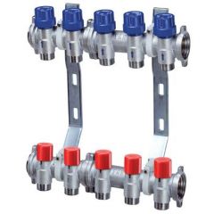 Терморегулирующий и запорный коллектор Far (Фар) 1″ с 5 отводами 1/2″ (eurokonus) FK 3928 11205