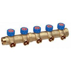 Регулирующий коллектор Far (Фар) 1 1/4″ (НР - ВР) c 5 отводами 1 (межосевое 70 мм) FK 3828 11405