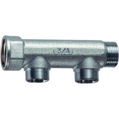 Коллектор Far (Фар) 1″ (ВР-НР) с 2 отводами 3/4″ НР (межосевое 50 мм) торец FK 3625 134TP