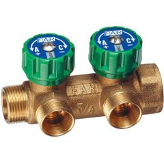Регулирующий коллектор Far (Фар) 3/4″ (ВР-НР) с 2 отводами М24х19, латун. FK 3834 C34