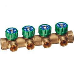 Регулируемый коллектор Far (Фар) 3/4″ (ВР-ВР) с 4 отводами М24х19, DZR-латунь FK 3836 C34